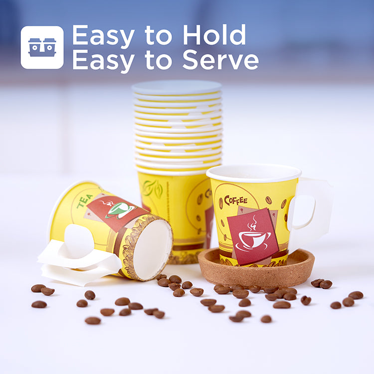 7 Oz Printed Single Wall Paper Cups with Handle