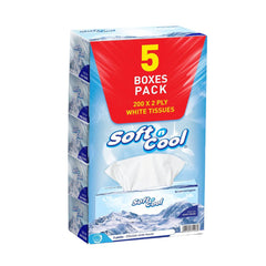 Soft N Cool Facial Tissue 200 Sheets X 2 Ply ( 5 x6 boxes)30 Boxes