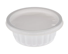 Round white disposable PP plastic corrugated container for soups and gravy - Hotpack Oman