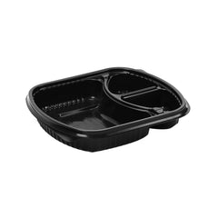 Black Base Rectangular 3-Compartment Container 250 Pieces - Hotpack Oman