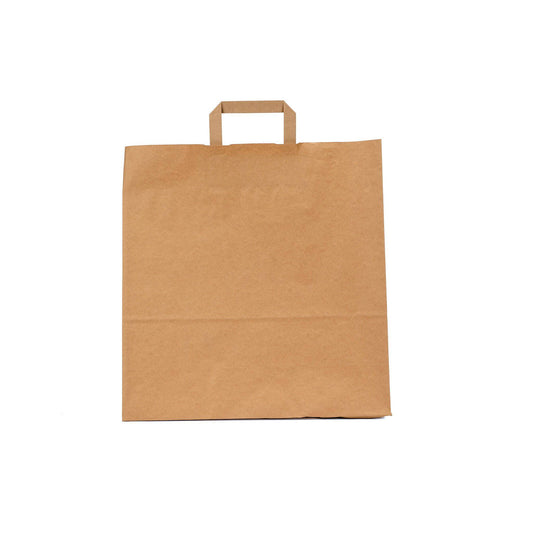 250 Pieces Kraft Brown Paper Bag Flat Handle 38x14x40 cm